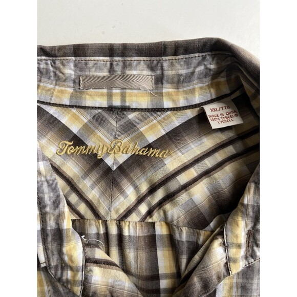 Tommy Bahama Shirt Men XXL Beige Plaid Check Long Sleeve Button Down - Picture 4 of 9